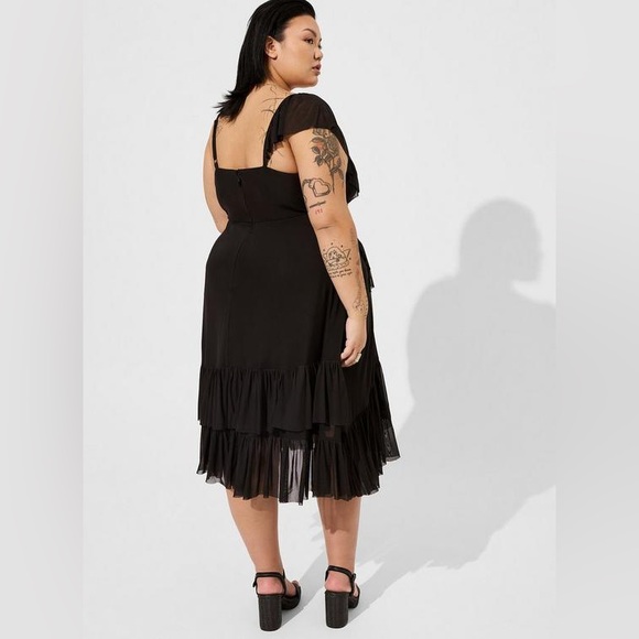 Torrid Midi Mesh Ruffle Surplice Dress - Picture 11 of 13
